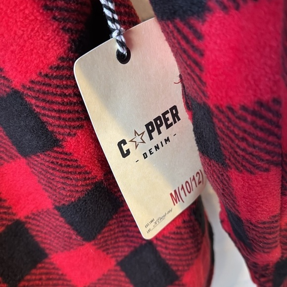 Shacket boys 10 12 NEW Copper Red Black buffalo plaid pocket snap close Jacket - Picture 3 of 5